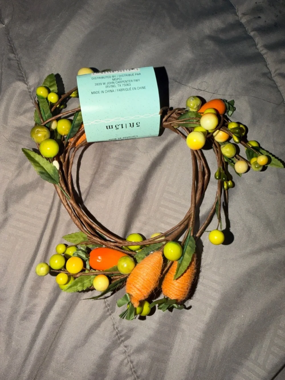 Ashland Easter Decor Carrots Berries Coiled Garland 5 Feet Orange Green - Picture 2 of 3